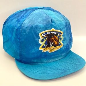 Joe Camel Vintage Cigarettes Smooth Character SnapBack Hat Tie Dyed Blue Cap